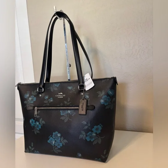 NWT Coach Gallery Victorian Floral Tote Bag!Black Blue